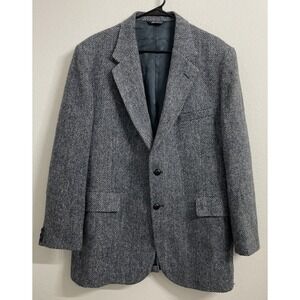 HARRIS TWEED‎ Mens Sz 46 Blue Multi Pure Scottish Wool Button Jacket Blazer EXC